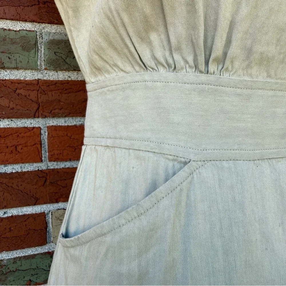 Theory Linen Cream Short Sleeve Midi Dress 👗